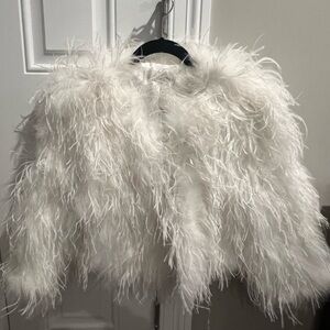 Faux Ostrich Feather Bridal Jacket (Size XL, UK Size 12/14)